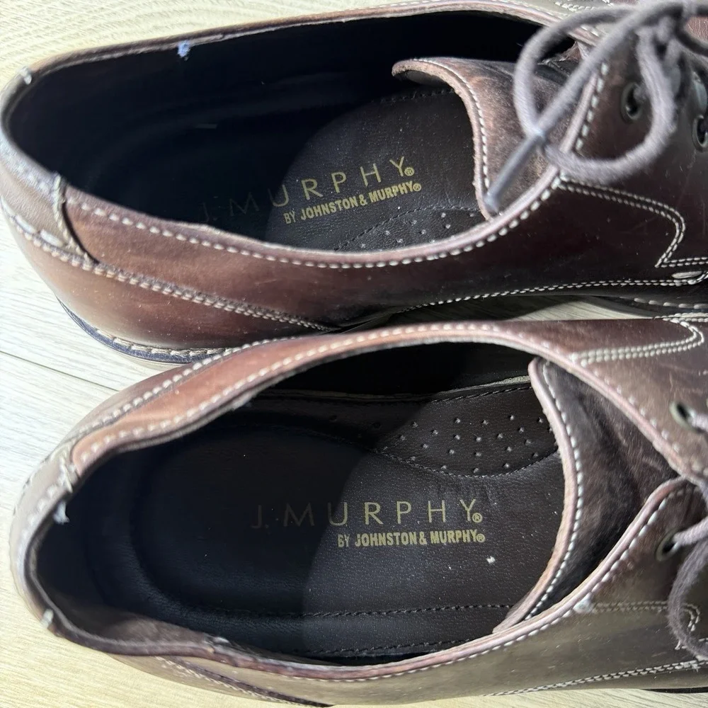 J Murphy Johnston Murphy Mens 9.5 Brown Derby Oxford Cap Toe Brogue Dress Career